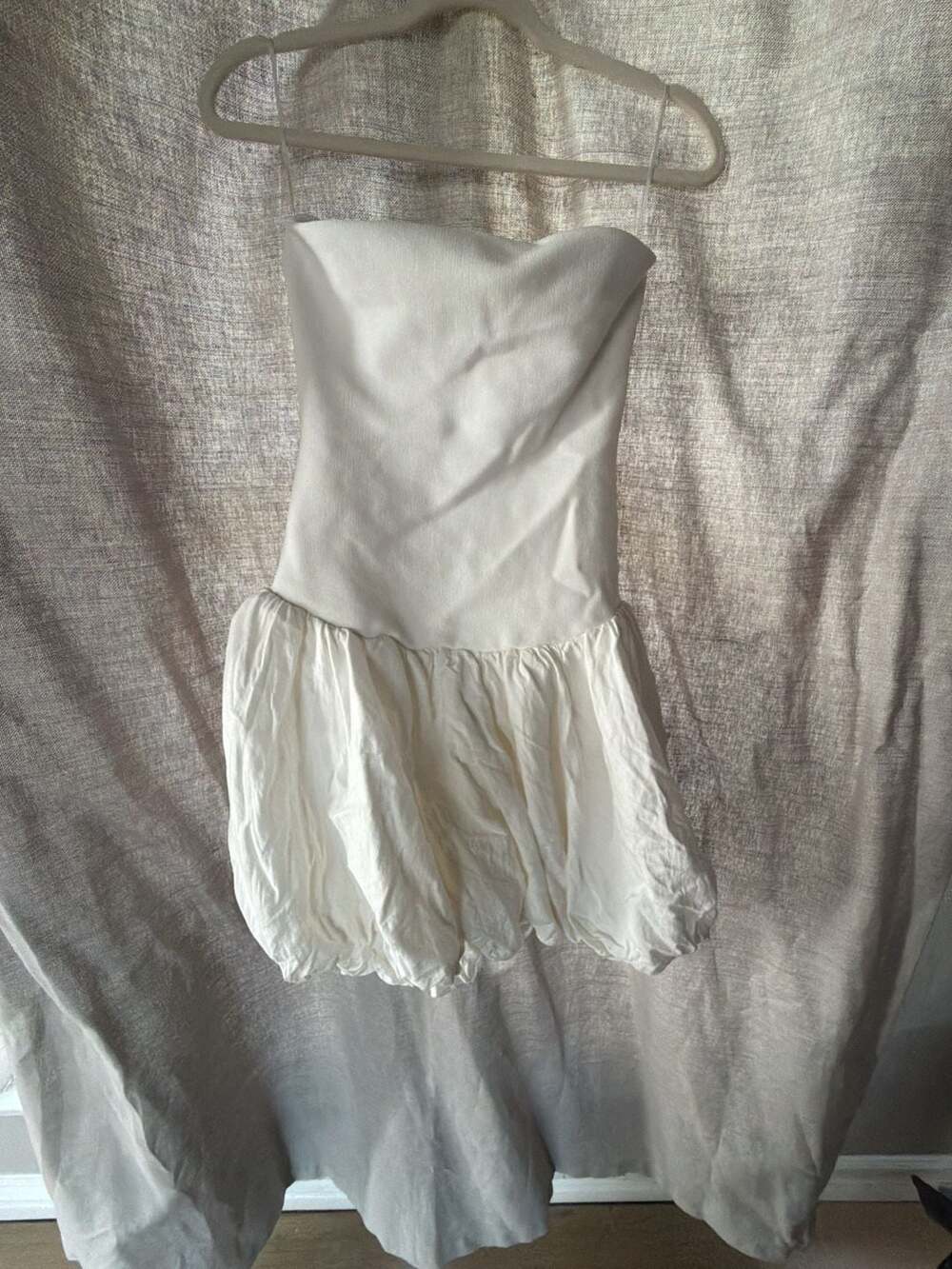 Simkhai Juni Bubble-Hem Strapless Corset Mini Dress White Size S